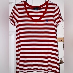 Ralph Lauren Red and White Striped Top